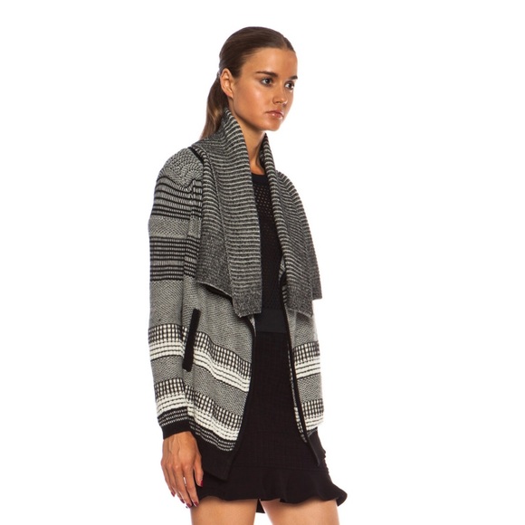 YIGAL AZROUEL 100% Baby Alpaca Jacquard Knit Cardigan Sweater Size XS/S - Picture 2 of 14